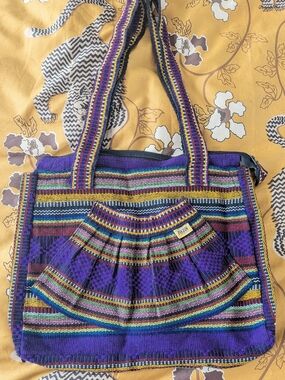 Cuetzalan Mexican Textile Shoulder Bag Purple Handwoven